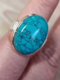 Echt zilveren ring met Turquoise maat 18.5