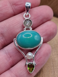 Echt zilveren hanger met Chrysopraat