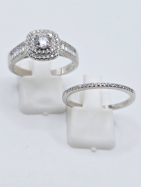 Echt zilveren ring  set met Zirkonia Silver Maat 17  MDZ14