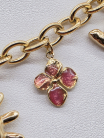 collier met zon, klaver, hart, vogel, bloem, geglazuurd keramiek, hars