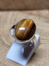 Prachtige echt zilveren ring met tijgeroog. Maat 17.5