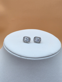 Oorknopjes - rechthoekige kristal- en zirkoonoxiden