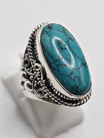 Echt zilveren ring met Turquoise maat 17