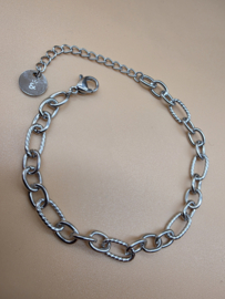 Biba Lief en Joliet armband, stainless steel, zilver