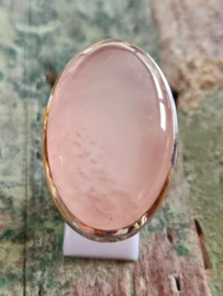 Echt zilveren ring met rozenkwarts maat 21