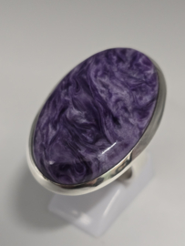 Echt zilveren ring met Charoiet, maat 20