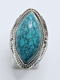 Echt zilveren ring met Turquoise maat 19