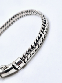 Echt zilveren zware schakelarmband,  22 cm