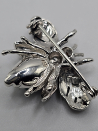 925 zilveren broche, met granaat en groene onyx