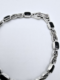 Echt zilveren armband Marcasiet maat 19 cm.