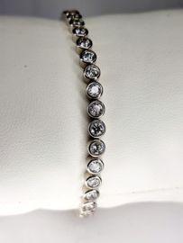 New Bling, Prachtige echt zilveren tennis armband, 4 mm. Zirkonia. 100 facet.