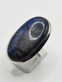 Echt zilveren ring met Labradoriet maat 18.5