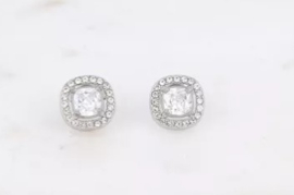 Oorknopjes - vierkant kristal- en zirkoonoxiden