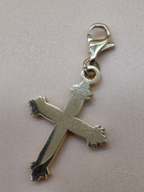 RVS charm, kruis. Goud.