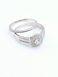 Echt zilveren ring  set met Zirkonia Silver Maat 17  MDZ14