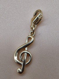 RVS charm, muzieknoot. Goud.