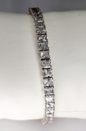 Prachtige echt zilveren tennis armband, 4 mm vierkant
