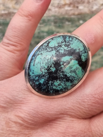 Echt zilveren ring met Turquoise maat 19.5