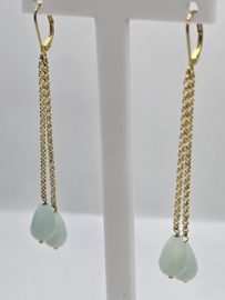 Echt zilveren oorbellen met Amazoniet goud plating