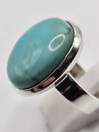 Echt zilveren ring met Arizona Turquoise maat 19.5