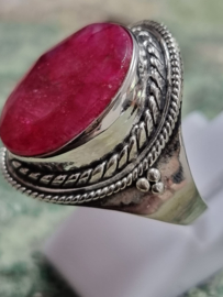 Echt zilveren ring met Robijn steen maat 18.5