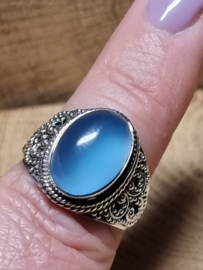Chalcedoon ring 925 zilver, maat 18.5