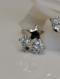 Silver Earrings Stars with Zirconia