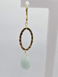 Echt zilveren oorbellen met Amazoniet goud plating