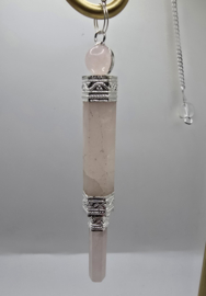 Roze kwarts luxe pendel verzilverd