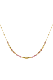 Ketting kleurrijke kralen - roze/goud Stainless Steel