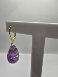 Echt zilveren oorbellen met Amethist goud plating