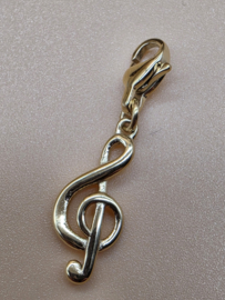 RVS charm, muzieknoot. Goud.