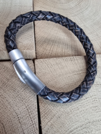 ixxxi heren armband echt leer, gevlochten donkerbruin used