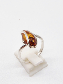 Prachtige echt zilveren ring met Barnsteen, maat 19