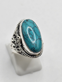 Echt zilveren ring met Turquoise maat 17