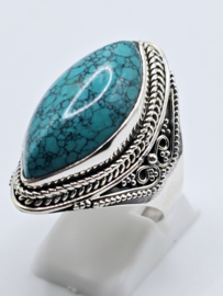 Echt zilveren ring met Turquoise maat 19
