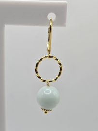 Echt zilveren oorbellen met Amazoniet goud plating