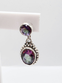 Echt zilveren oorbellen, Mystic Topaas