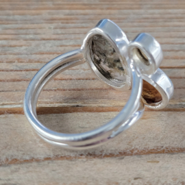 echt zilveren ring met Lodoliet kwarts, citrien en amber. Maat 18.5.