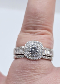 Echt zilveren ring  set met Zirkonia Silver Maat 17  MDZ14