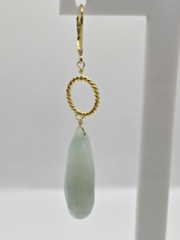 Echt zilveren oorbellen met Amazoniet goud plating