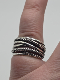 Echt zilveren fantasie ring prachtig model maat 17