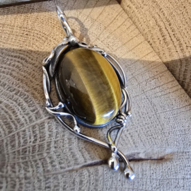 Echt zilveren hanger met Tijgeroog, een uniek stuk!!
