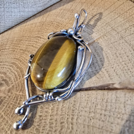 Echt zilveren hanger met Tijgeroog, een uniek stuk!!