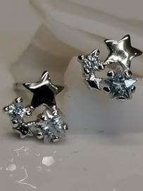 Silver Earrings Stars with Zirconia