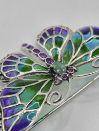 925 zilveren broche, met Robijn en smaragd
