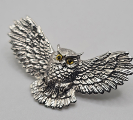 zware echt zilveren broche uil.