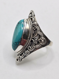 Echt zilveren ring met Turquoise maat 19.5