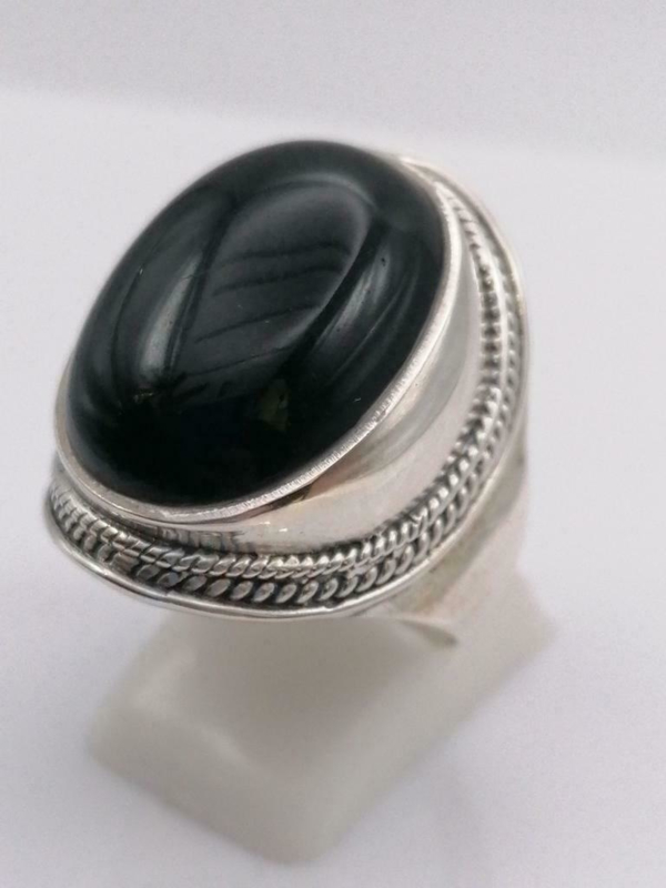 terwijl Onbemand Antipoison ring echt zilver met zwarte onyx. Maat 20 | 925 zilver met edelsteen ringen,  grote modellen. | Margaret Designs