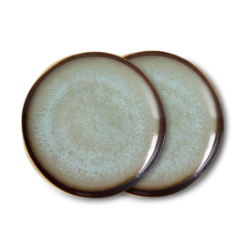 HKliving® - Ceramic 70's Side Plates - Contrast - Set of 2 (KST0210)